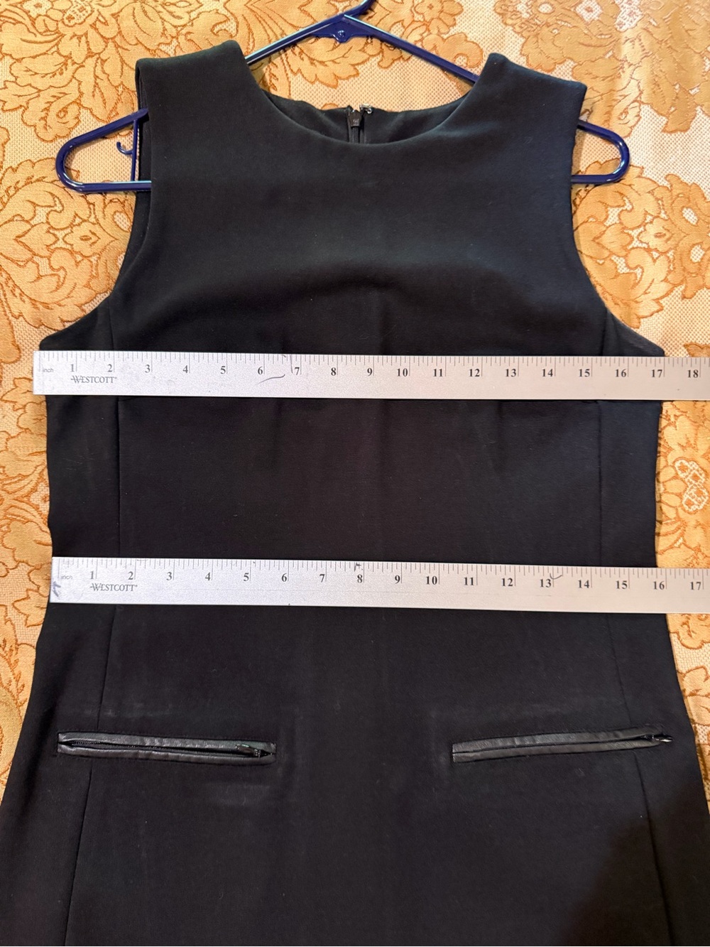 Talbots Classic Black Sleeveless Sheath Dress, Leather Trim Pockets, Sz 4 - Picture 12 of 13